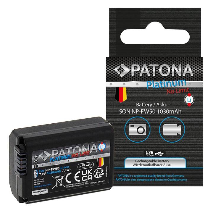 PATONA Sony Platinum Accu de caméra (Lithium-Ion, 1030 mAh)