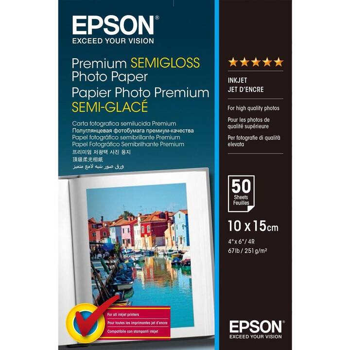 EPSON Premium Semigloss Papier photo (50 feuille, 100x150, 251 g/m2)