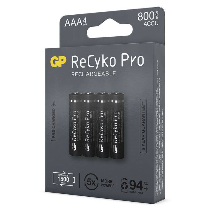 GP ReCyko Pro Akku (AAA / Micro / LR03, 4 Stück)