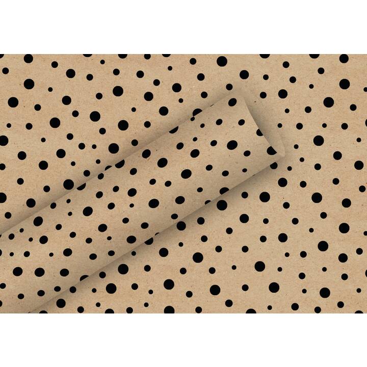 BRAUN + COMPANY Papier cadeau Dots (Brun, Noir, Pointé)