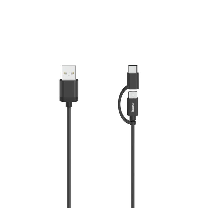 HAMA USB-Kabel (USB Typ-A, USB Typ-C, Mini USB Typ-B, 0.75 m)