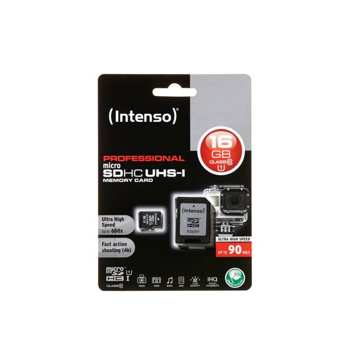 INTENSO MicroSDHC 3433470 (Class 10, 16 Go, 90 Mo/s)