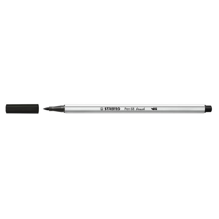 STABILO Pen 68 brush Filzstift (Schwarz, 1 Stück)
