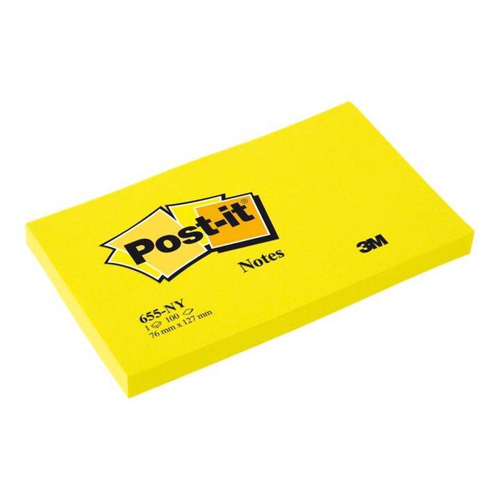POST-IT Notes autocollantes (6 x 100 feuille, Jaune, Jaune néon)