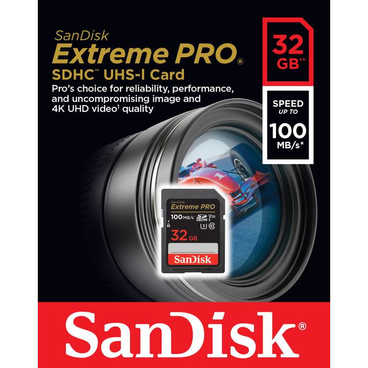 SANDISK SDHC Extreme PRO 32 GB (Class 10, Video Class 30, 100 MB/s)