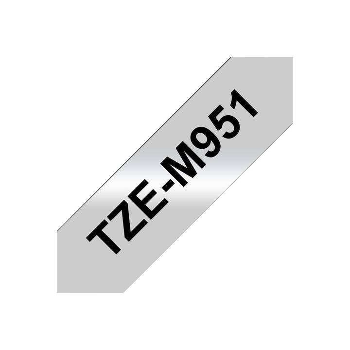 BROTHER TZe-M951 Ruban encreur (Noir / Argent, 24 mm)