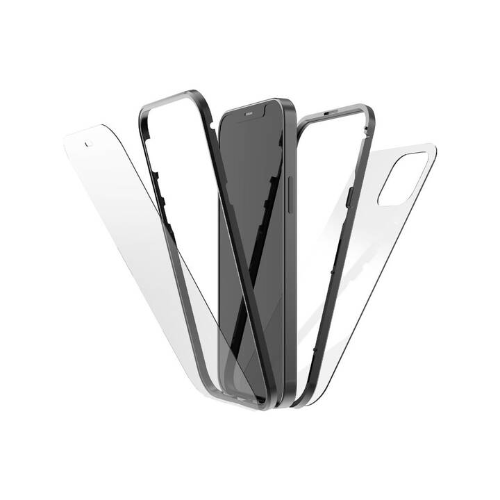 BLACK ROCK Coque rigide 360° Glass (iPhone 12, iPhone 12 Pro, Noir)