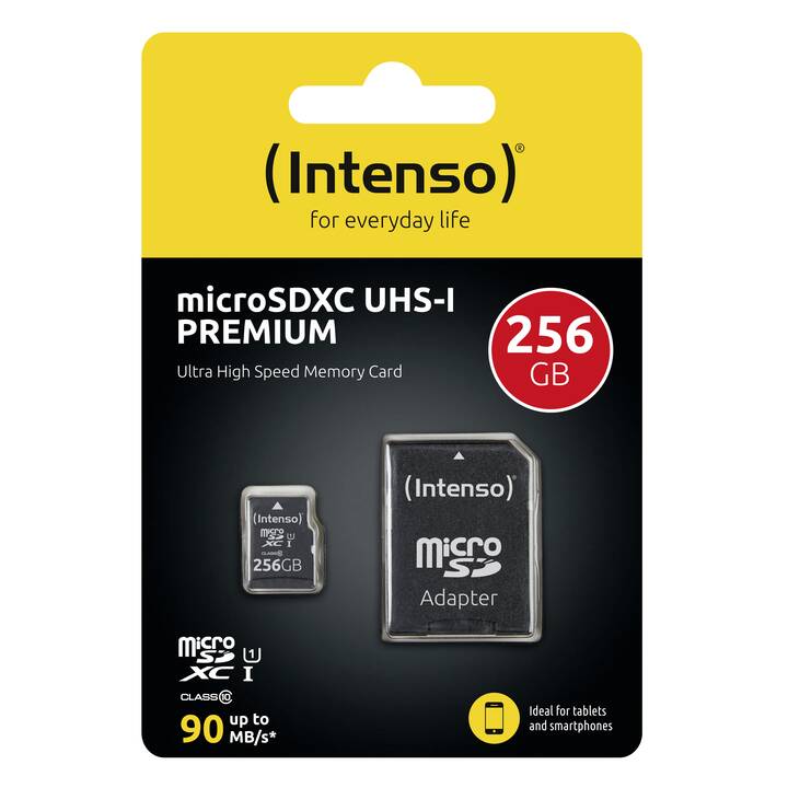 INTENSO Micro SDXC UHS-I Premium (Class 10, 256 Go, 90 Mo/s)