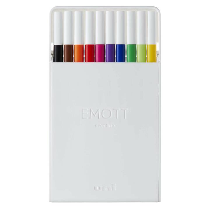 UNI Emott Crayon feutre (Brun, Vert clair, Multicolore, Pink, Jaune, Bleu, Orange, Vert, Fuchsia, Noir, Rouge, 10 pièce)