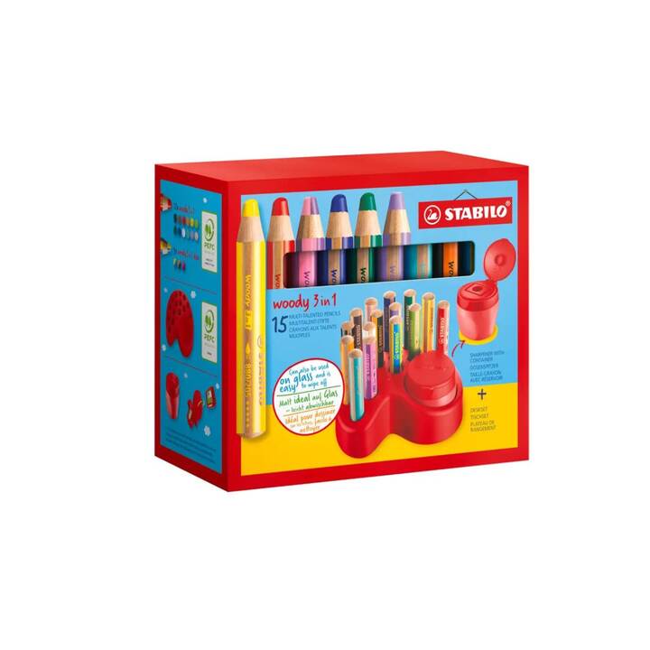 STABILO Crayons de couleur Woody 3 in 1 (15 pièce)