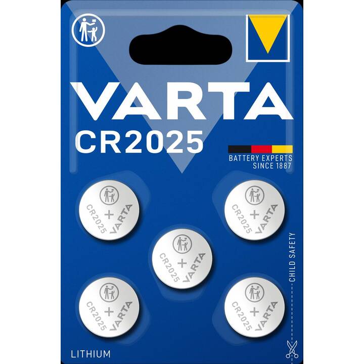 VARTA Batterie (CR2025, Universel, 5 pièce)