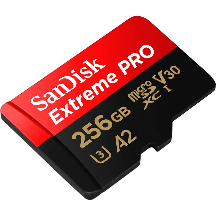 SANDISK MicroSDXC Extreme PRO 256 GB (Class 10, A2, Video Class 30, 200 MB/s)