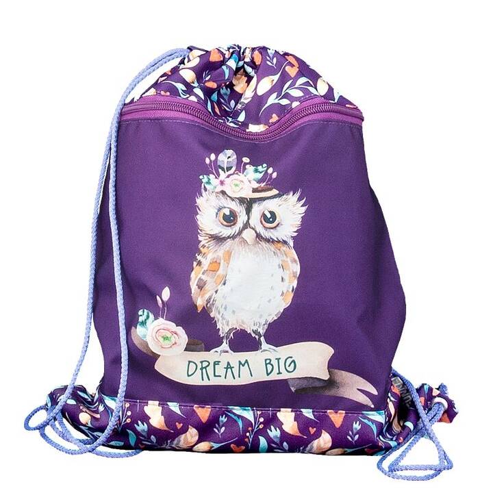 FUNKI Schulranzen Set Flexy-Bag Hippie Owl (15 l, Violett)