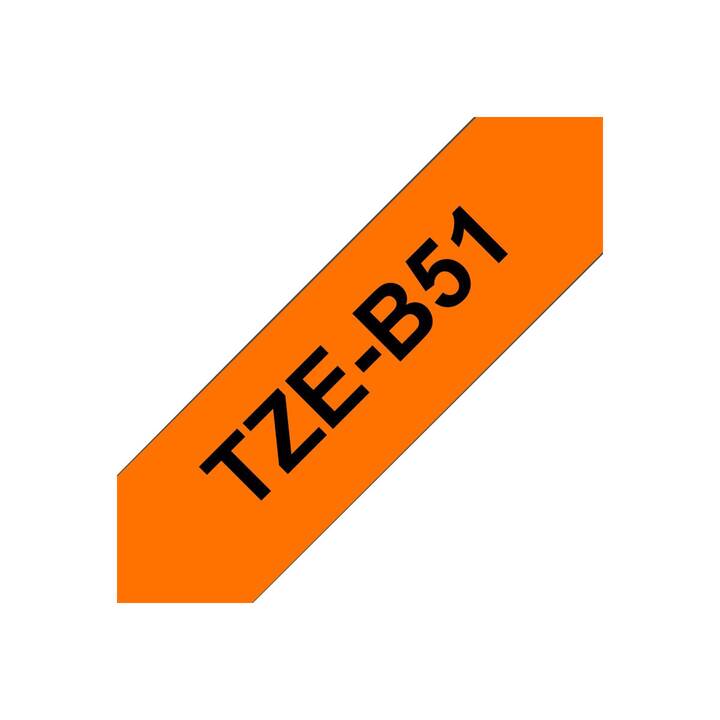 BROTHER TZE-B51 Schriftband (Schwarz / Orange, 24 mm)
