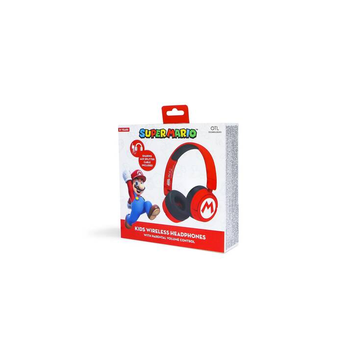 OTL TECHNOLOGIES Super Mario Cuffie per bambini (Bluetooth 5.1, Rosso)