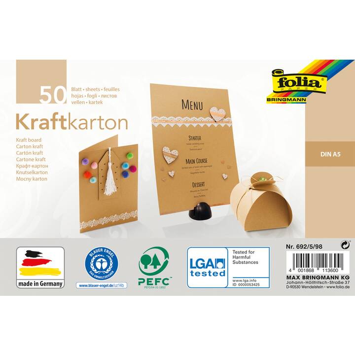 FOLIA Carta Kraft (Marrone chiaro, A5, 50 foglio)