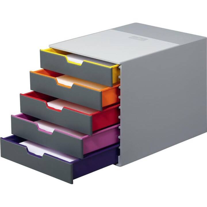 DURABLE Cassettiera da scrivania Varicolor (C4, 280 mm  x 356 mm  x 292 mm, Multicolore, Grigio)