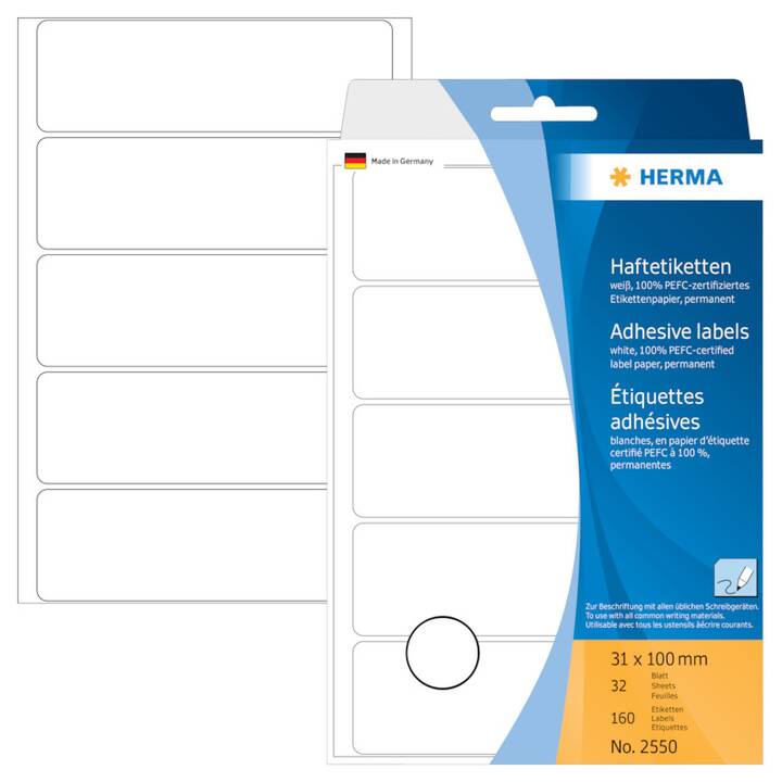 HERMA Druckeretikettenbogen (31 x 100 mm)