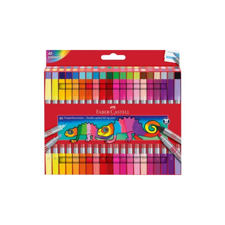 FABER-CASTELL Crayon feutre (Mauve, Jaune, Orange, Pourpre, Rouge, Rose, cramoisi/cramoisie, 40 pièce)