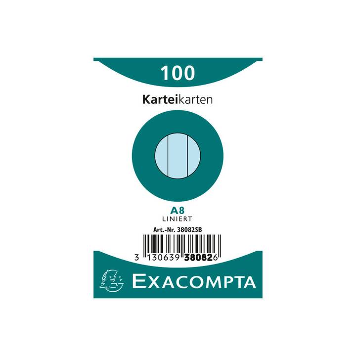 EXACOMPTA Karteikarten (A8, Blau, Liniert, 100 Stück)