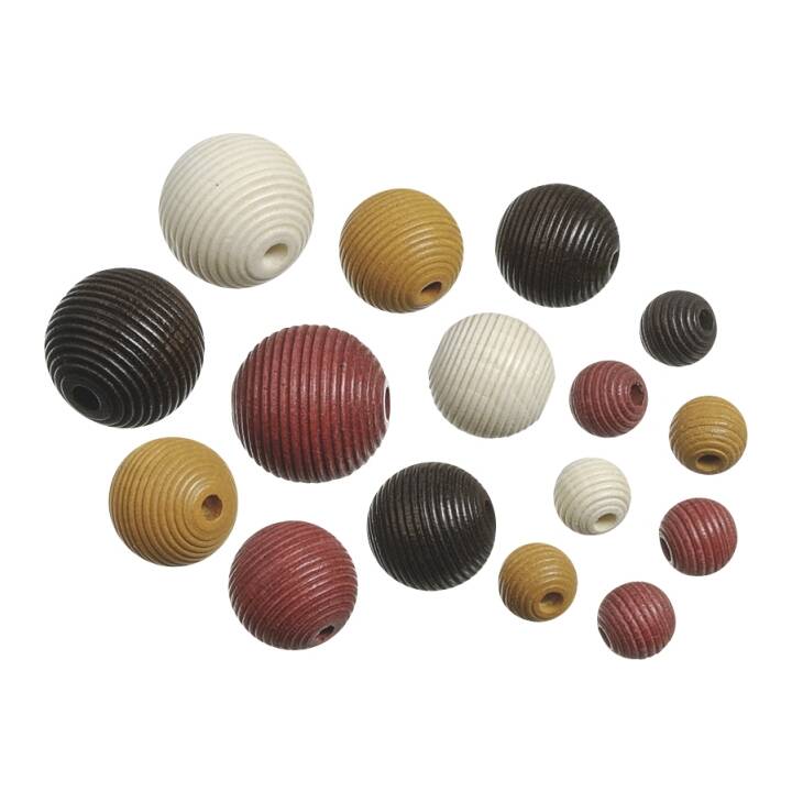 KNORR PRANDELL Mix Perlen (20 Stück, Holz, Ocker, Schwarz, Braun, Weiss)