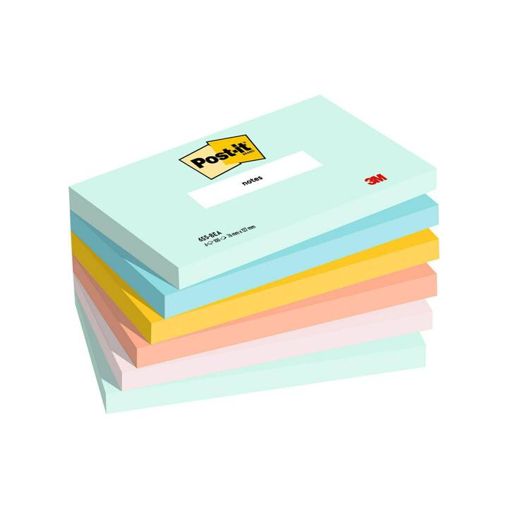 POST-IT Haftnotizen Super Sticky Beachside Collection (6 x 100 Blatt, Gelb, Orange, Grün, Rot, Blau, Pink)