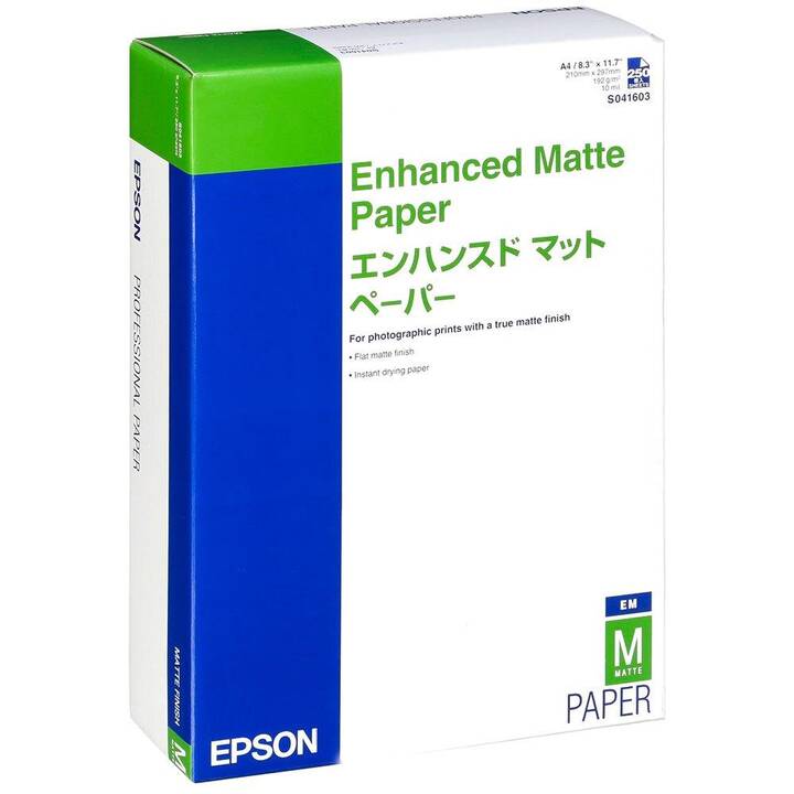 EPSON Enhanced Matte Fotopapier (250 Blatt, A4, 192 g/m2)