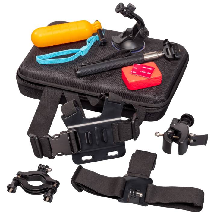 INTERTRONIC Action Cam Kit 30 in 1 Diversi accessori (Nero, Blu, Arancione, Rosso)