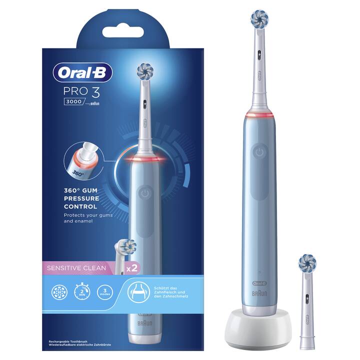ORAL-B  Pro 3 3000 Sensitive Clean  (Blau, Weiss)