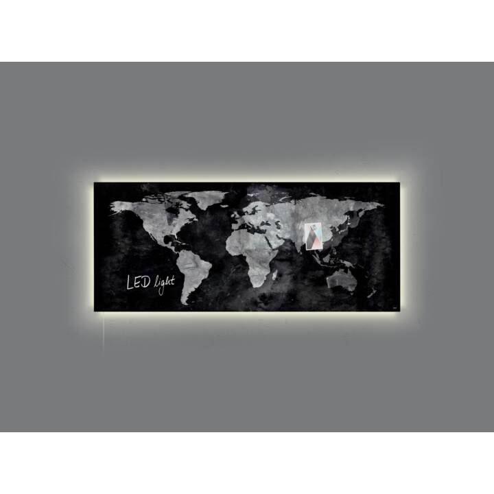 SIGEL Glastafel World-Map (55 cm x 130 cm)
