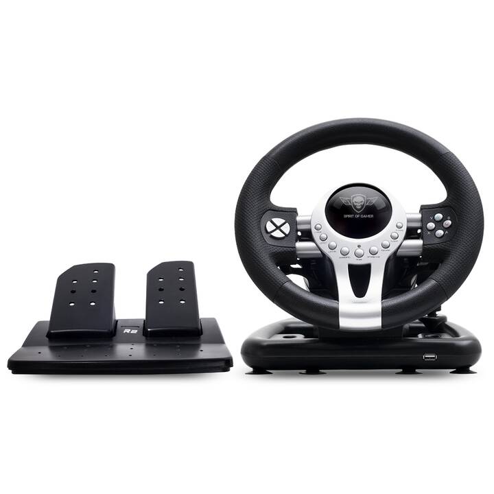 SPIRIT OF GAMER Race Wheel Pro 2 Volante e pedali (Argento, Nero)