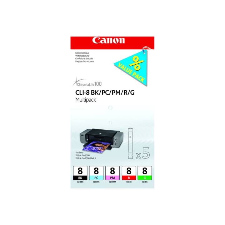 CANON CLI-8 (Multipack, Vert, Magenta, Noir, Cyan, Rouge)