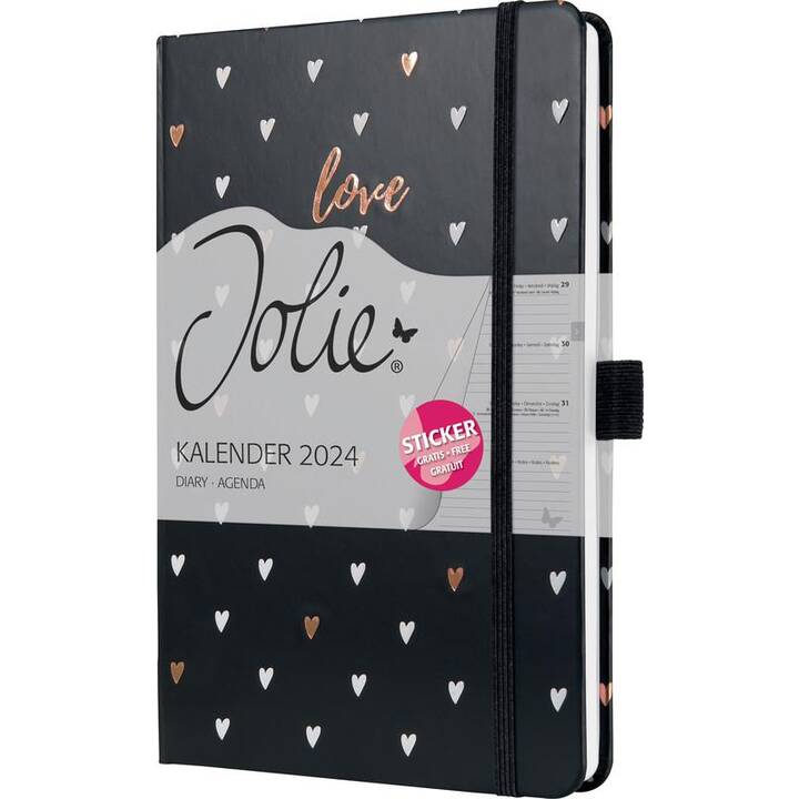 SIGEL Agenda e pianificatore tascabile Jolie Dark Love (A5, 2024)