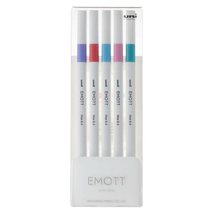 UNI Emott Candy Pop Crayon feutre (Pink, Bleu, Mauve, Turquoise, Rouge, 5 pièce)