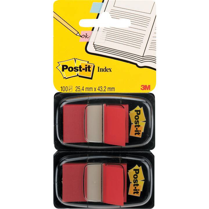 POST-IT Notes autocollantes Index Standard (2 x 50 feuille, Rouge)