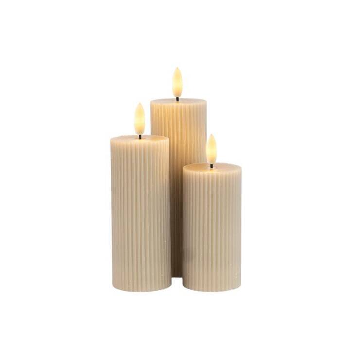 SIRIUS Smilla LED-Kerze (Beige, Grau, 3 Stück)
