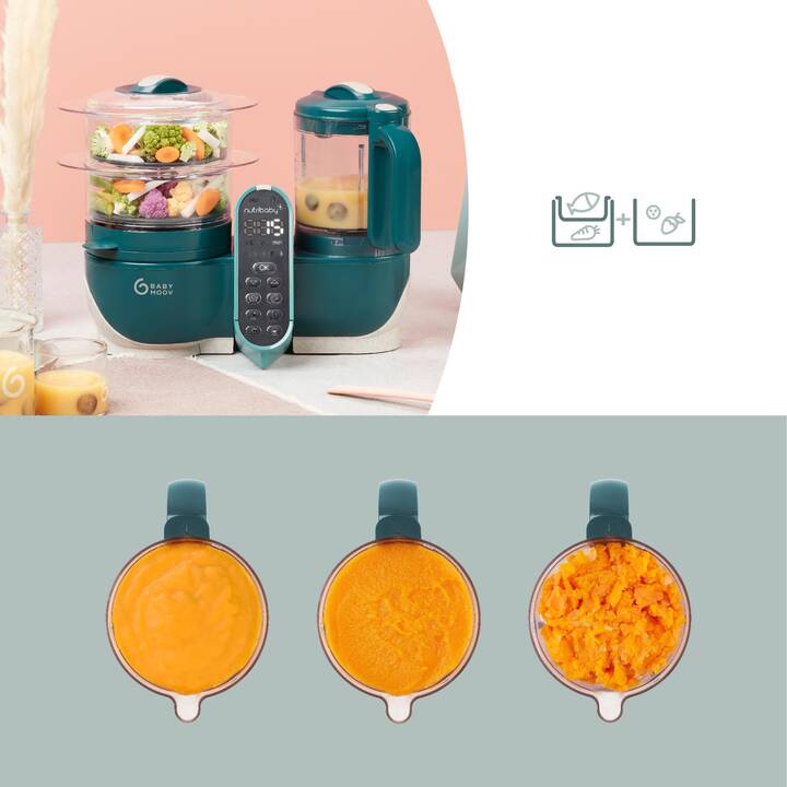 BABYMOOV Nutribaby+ 6in1 (Faire chauffer, Stérilisation, Cuisson à la vapeur, Fonction de décongélation, Mélanger)