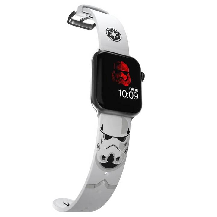 MOBY FOX Star Wars Stormtrooper Armband (Apple Watch Series 7 / Ultra / Series 2 / Series 5 / Series 8 / SE / Series 1 / Series 3 / Series 4 / Series 6, Schwarz, Weiss)