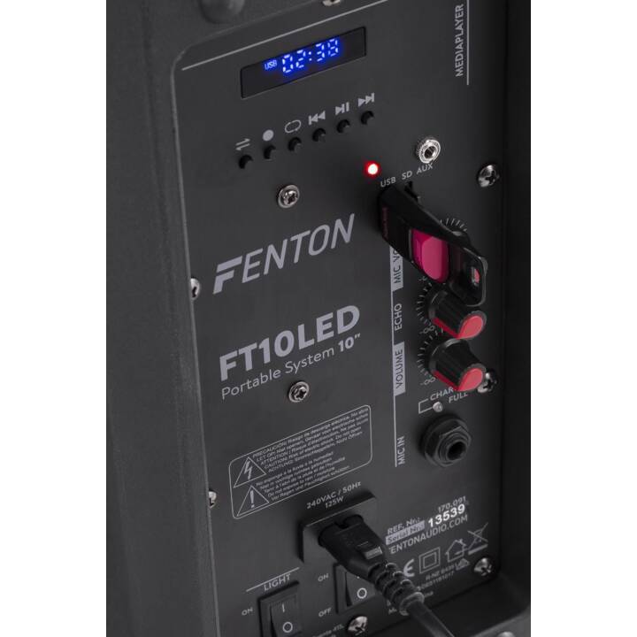 FENTON FT10LED (450 W, Standlautsprecher, Schwarz)
