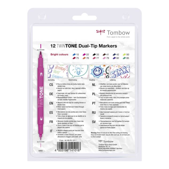 TOMBOW TwinTone Filzstift (Mehrfarbig, 12 Stück)