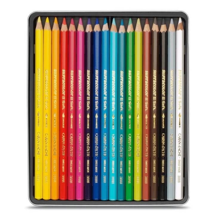CARAN D'ACHE Crayons de couleur Supracolor (Multicolore, 18 pièce)