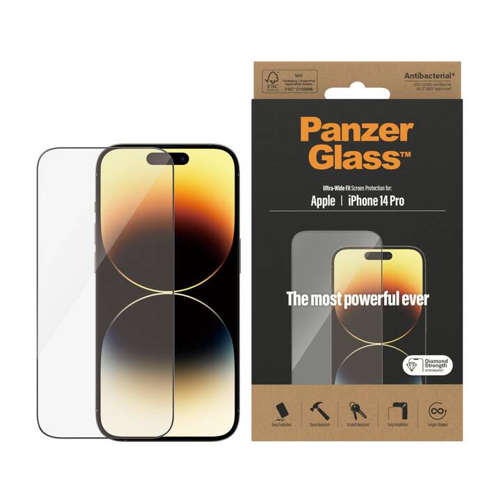 PANZERGLASS Verre de protection d'écran Ultra-Wide Fit (iPhone 14 Pro, 1 pièce)