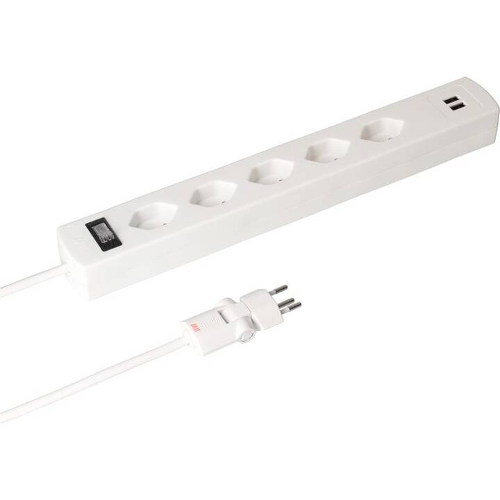 MAX HAURI Steckdosenleiste SafetyLine (T13, USB , USB Typ A / T12, 2 m, Weiss)