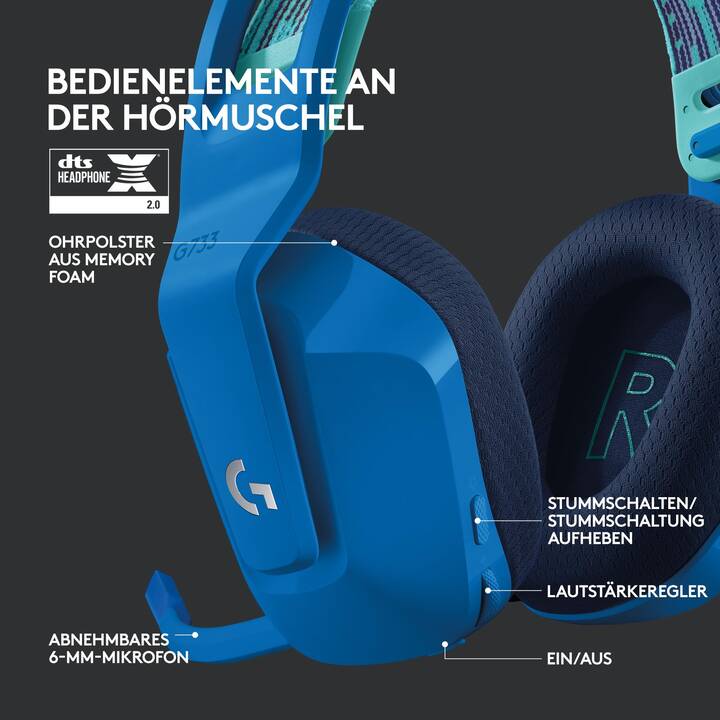 LOGITECH G733 Lightspeed (Over-Ear, Bleu)