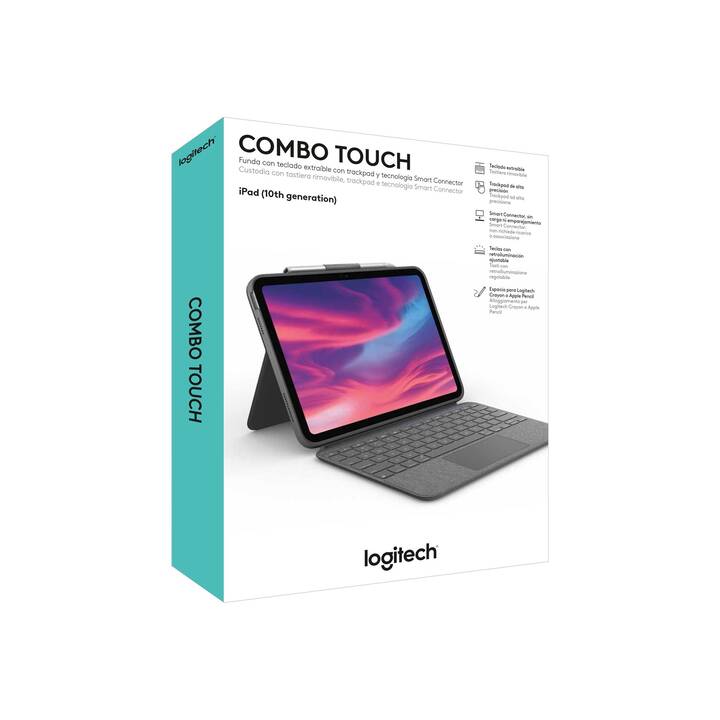 LOGITECH Combo Touch Type Cover (10.9", 10.5", 10.2", iPad Gen. 10 2022, Gris)