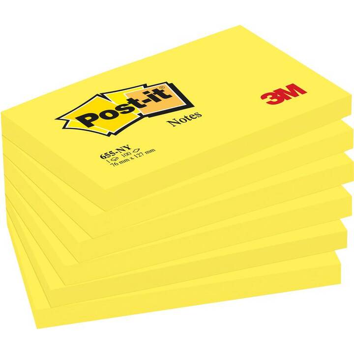 POST-IT Haftnotizen (6 x 100 Blatt, Gelb, Neongelb)
