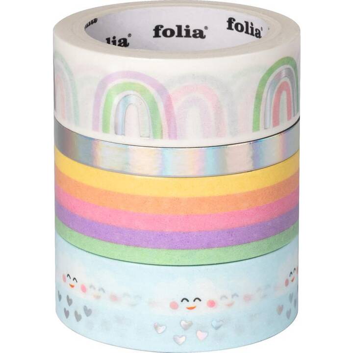 FOLIA Washi Tape Set Rainbow (Multicolore, 5 m)