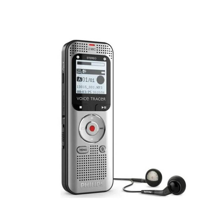 PHILIPS Lecteur MP3 VoiceTracer DVT2015 (8 GB, Gris, Noir)