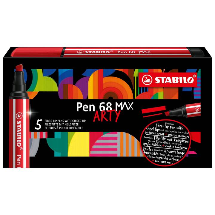 STABILO Pen 68 Max Crayon feutre (Rouge carmin, 5 pièce)
