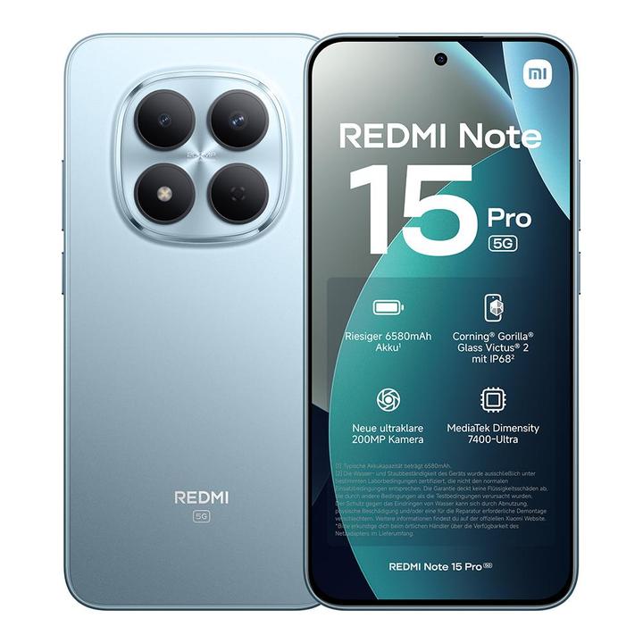 XIAOMI Redmi Note 15 Pro (256 GB, Glacier Blue, 6.83", 200 MP, 5G)